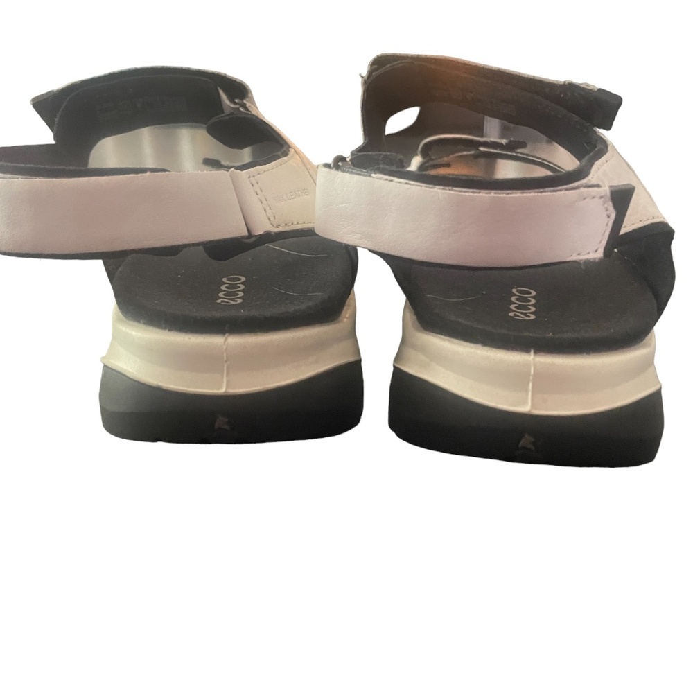 Ecco Sandals 43 Men's Slip On 12-12 1/2 Whtie Hook Loop Fastner - Picture 5 of 9